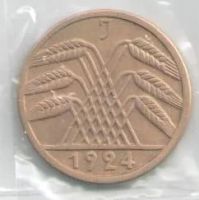 Лот: 14395695. Фото: 2. Германия 5 пфеннигов 1924 J (с1-2... Монеты