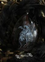 Лот: 12505116. Фото: 2. Кулон "Ворон". Роспись на агате... Изобразительное искусство