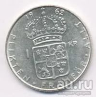 Лот: 8649577. Фото: 2. 1 крона Швеция 1962г. Монеты