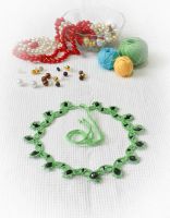 Лот: 5442315. Фото: 4. Ожерелье "Изумруд". Фриволите...