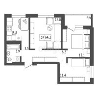 Лот: 22787167. Фото: 9. Продам 3-комн. кв. 64 кв.м. Красноярск...