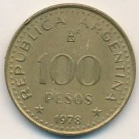 Лот: 9651140. Фото: 2. Аргентина 100 песо 1978 год. 200... Монеты