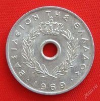 Лот: 1853920. Фото: 2. (№1771/LF) 10 лепт 1969 (Греция... Монеты