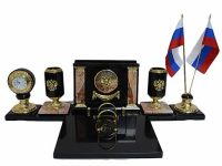 Лот: 12116507. Фото: 2. Письменный прибор. Часы из яшмы... Сувениры