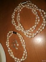 Лот: 12991284. Фото: 3. Бусы+браслет натуральный жемчуг... Красноярск