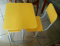 Лот: 10355857. Фото: 3. Парта и стул для школьника Желтый. Мебель