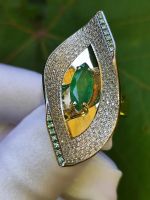 Лот: 25548214. Фото: 3. Золотое кольцо с изумрудом и бриллиантами. Красноярск