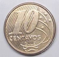 Лот: 1587936. Фото: 2. Бразилия. 10 сентаво 2005г. (1-2... Монеты