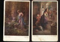 Лот: 18596089. Фото: 2. Четыре старинных художественных... Открытки, билеты и др.