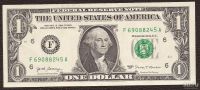 Лот: 13273914. Фото: 2. Банкнота (купюра) / 1 доллар США... Банкноты