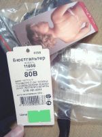 Лот: 8799985. Фото: 3. Бюстгалтер 80В черный с силиконовой... Одежда, обувь, галантерея