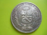 Лот: 3578477. Фото: 3. 1 соль 1930 г. Перу,серебро,отличный... Коллекционирование, моделизм