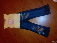 Лот: 8610506. Фото: 2. Джинсы + футболка 4-6 лет. Одежда и аксессуары