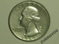 Лот: 5929205. Фото: 2. США 25 центов quarter 1964 серебро... Монеты