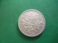 Лот: 19243468. Фото: 4. Франция 5 франков 1964 г.,12 гр... Красноярск