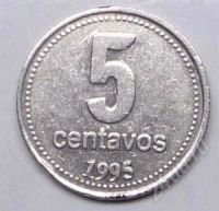 Лот: 1577083. Фото: 2. Аргентина. 5 сентаво 1995г. (1-2... Монеты