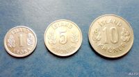 Лот: 8580570. Фото: 2. Исландия 1, 5, 10 крон 1970-78... Монеты