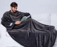 Лот: 6894079. Фото: 3. Плед с рукавами серый Sleepy. Домашний быт
