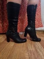 Лот: 10217878. Фото: 2. Сапоги р.37 черные демисезонные. Женская обувь