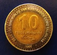 Лот: 19513068. Фото: 2. Уругвай 10 песо 2000 KM# 121. Монеты