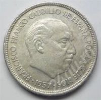 Лот: 202651. Фото: 2. Испания. 5 песет 1957г. (1-2). Монеты