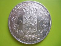Лот: 3578487. Фото: 3. 5 франков 1869 г. Бельгия,серебро... Коллекционирование, моделизм