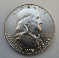 Лот: 1868463. Фото: 2. США 1/2 доллара 1958г. ,серебро... Монеты