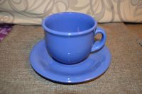 Лот: 12585642. Фото: 2. Набор: кружка и тарелка синие... Посуда, кухонная утварь