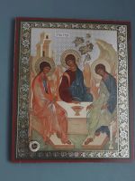Лот: 20946013. Фото: 2. Икона святой троицы с мощевиком... Живопись, скульптура, фото