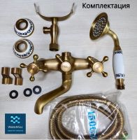 Лот: 24421726. Фото: 2. Смеситель для ванны с душем латунь... Сантехника, водопровод
