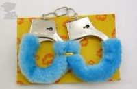 Лот: 2375954. Фото: 2. Меховые наручники голубые. Интимные товары