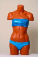 Лот: 3399108. Фото: 2. Купальник бандо синий с пайетками... Женская одежда