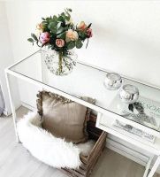 Лот: 7094839. Фото: 5. IKEA СТОЛ белый со стеклянной...