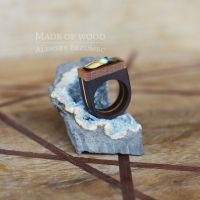 Лот: 13988355. Фото: 2. Перстень из дерева с лабрадоритом... Ювелирные изделия, бижутерия, часы