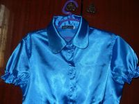 Лот: 8419907. Фото: 2. Васильковая блузка 44 размер. Женская одежда