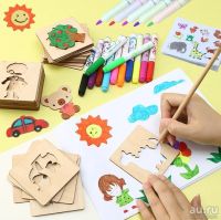 Лот: 13362915. Фото: 3. Набор деревянных трафаретов для... Дети растут