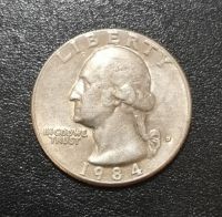Лот: 22165225. Фото: 2. 25 центов 1984 года. США. Washington... Монеты
