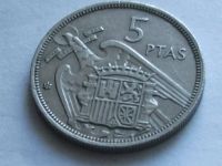 Лот: 7779367. Фото: 4. Монета 5 песет пять Испания 1957... Красноярск