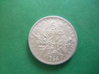 Лот: 19243468. Фото: 6. Франция 5 франков 1964 г.,12 гр...