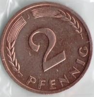 Лот: 14480486. Фото: 2. Германия ФРГ 2 пфеннига 1971 год... Монеты