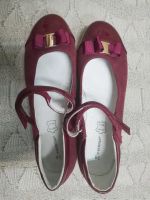Лот: 16877743. Фото: 2. Туфли - балетки вишневые с белой... Женская обувь