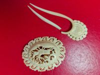 Лот: 25633093. Фото: 5. Винтаж, красивая брошь из кости...
