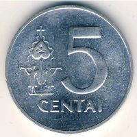 Лот: 9448798. Фото: 2. Литва 5 центов 1991 года. Монеты