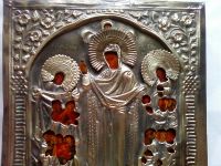 Лот: 3424955. Фото: 2. 19 век икона Богородицы (вклейка... Живопись, скульптура, фото