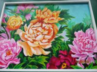 Лот: 15552466. Фото: 2. Пионы. Холст на картоне, акрил... Картины, панно