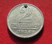Лот: 19931407. Фото: 2. Бразилия 2 крузейро, 1958 г. Монеты