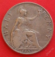Лот: 1577825. Фото: 2. (№406/LS) полпенса 1903 (Англия... Монеты