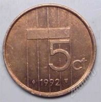 Лот: 1452920. Фото: 2. Нидерланды. 5 цент 1992г. Монеты