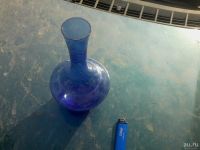 Лот: 8025693. Фото: 2. ваза синего стекла без сколов... Антиквариат