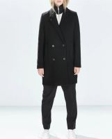 Лот: 8154381. Фото: 4. Пальто Zara шерсть черное до конца... Красноярск